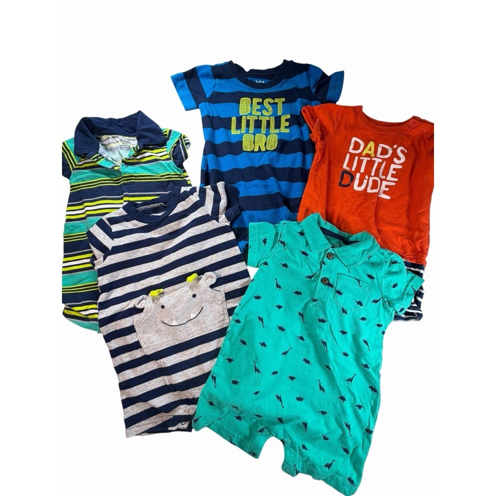 Baby Boy‎ Rompers One Piece Lot of 5 Size 6-9 Month Various Brands